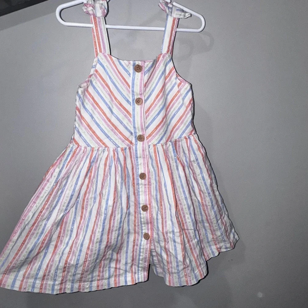 Lucky‎ Penny Kids Girls Striped Button Front Dress Rainbow Sparkle Size 5